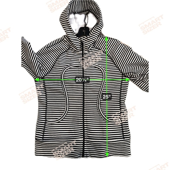 vintage Lululemon Striped Scuba Hoodie Full Zip Black White Size 10 - Picture 9 of 11